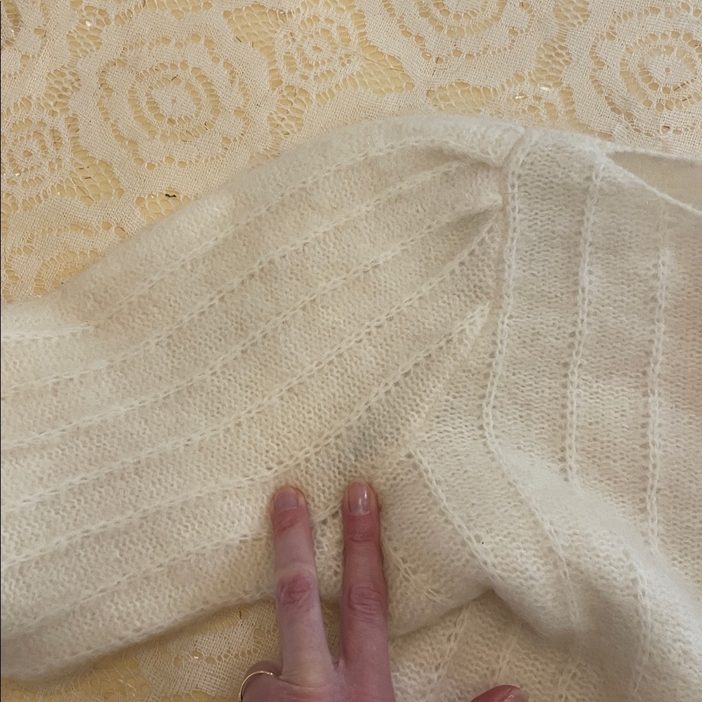 Sezane Cream Puff-Sleeve Crewneck Sweater - Picture 13 of 13